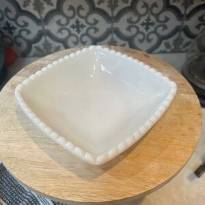 VINTAGE MILK GLASS CANDY DISH- RARE, 8” Square